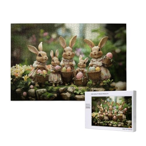 1000 Teile Puzzle Tiere, Puzzle Mit Ostereier-Häschenfamilie, Lernspielzeug, Puzzles Für Anspruchsvolle Familienaktivitäten von MocArt