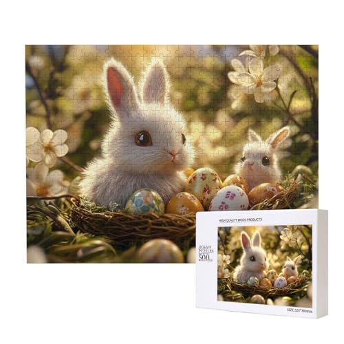 500 Teile Puzzle Tiere, Puzzle Mit Ostereier-Häschenfamilie, Lernspielzeug, Puzzles Für Anspruchsvolle Familienaktivitäten von MocArt