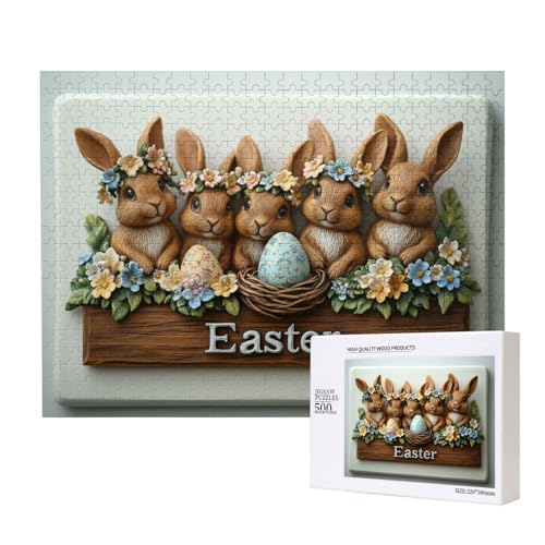 500 Teile Puzzles Zum Thema Ostern, Einzigartige Wooden Puzzle, DIY Moderne Wandkunst Dekor, Indoor-Puzzle-Kreativspiel von MocArt