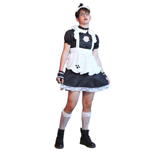 Halloween-Kostüm für Männer, Cosplay, Dienstmädchen Kostüm für Herren, Kostüm für Erwachsene Junggesellenabschied-Outfit, Kleid, weiß, Einheitsgröße von MocArt