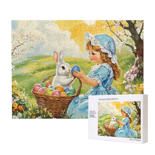 Klassische Puzzles 500 Teile, Kreatives Holzpuzzle, Fantasie-Kunst-Puzzle, DIY Moderne Wandkunst Dekor, Schaffen Sie Eine Osterstimmung von MocArt