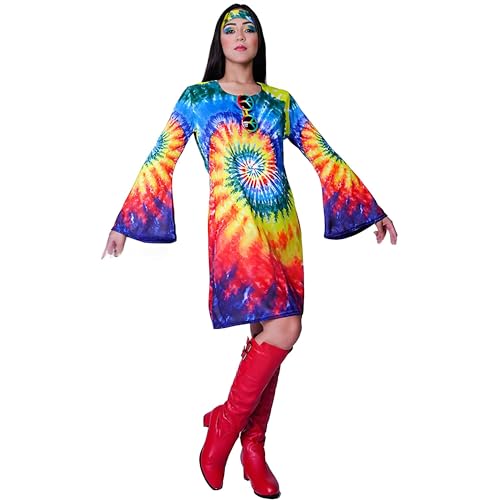 MocArt 80er 90er Jahre Outfit Damen, Regenbogen Kleid Kostüm, Retro Karneval Trainingsanzug, Schlager Outfit, Fasching 80er, Bad Taste Outfit Damen, Jogginganzug 80er, Disco Hippie Tanz Party von MocArt