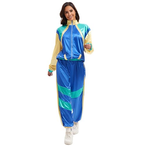 MocArt 80er 90er Jahre Outfit Damen und Herren, Retro Karneval Trainingsanzug Damen, Schlager Outfit Damen, Fasching 80er, Bad Taste Outfit Damen, Jogginganzug 80er, Disco Hippie Tanz Party, Hip-Hop von MocArt