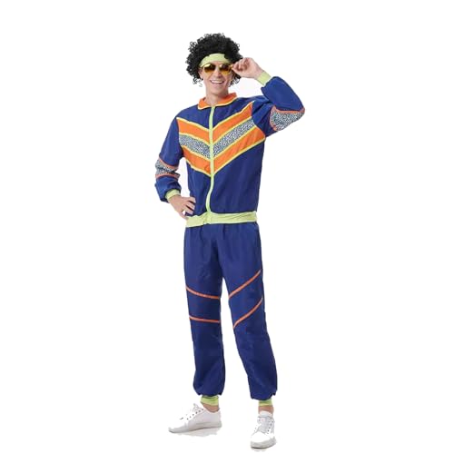 MocArt 80er 90er Jahre Outfit Herren, Retro Karneval Kostüm Trainingsanzug Herren, Fasching 80er Jahre Herren, Bad Taste Outfit Herren, Hip-Hop-Performance-Kleidung von MocArt