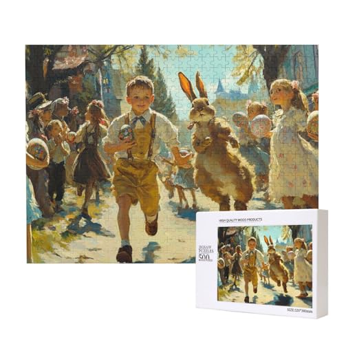 Osterhasen Puzzle 500 Teile, Helle Und Farbenfrohe Puzzles, Osterei Holzpuzzle, Einzigartiges Geschenk Home Decor von MocArt