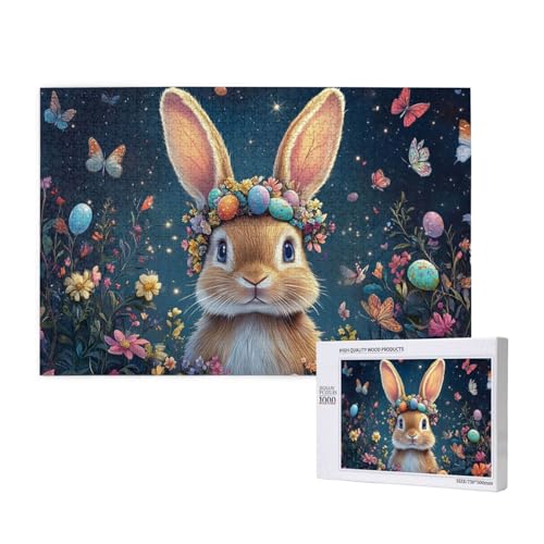 Puzzle 1000 Teile Tiere, Kreatives Buntes Holzpuzzle, Kunst-Puzzle Zum Ausstellen Mit Ostermotiven Im Märchenstil, DIY Moderne Wandkunst von MocArt