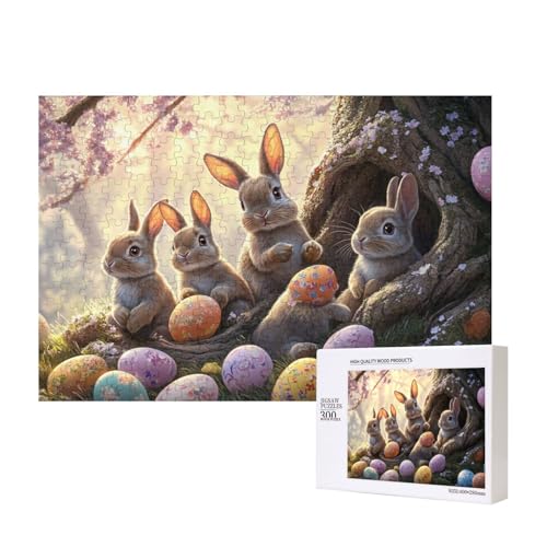 Puzzle 300 Pieces, Lebhaftes Ostereier Puzzle Mit Häschen, Kreatives Holzpuzzle, Lernspielzeug Puzzles Für Die Ganze Familie von MocArt