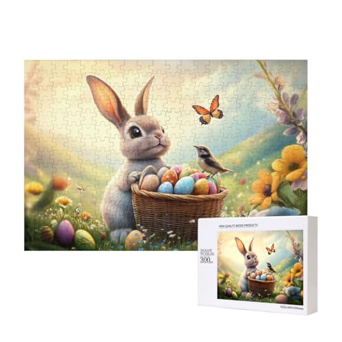 Puzzle 300 Teile Tiere, Helle Und Farbenfrohe Puzzles, Niedlicher Osterhase Mit Ostereiern, Indoor-Puzzle-Kreativspiel von MocArt