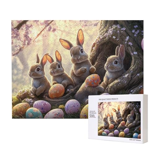 Puzzle 500 Pieces, Lebhaftes Ostereier Puzzle Mit Häschen, Kreatives Holzpuzzle, Lernspielzeug Puzzles Für Die Ganze Familie von MocArt