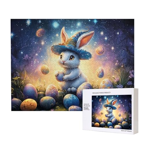 Puzzle 500 Teile Kinder, Einzigartige Wooden Puzzel, Klassisches Puzzles Mit Tieren, Osterhasen-Puzzle Für Festliche Stimmung von MocArt