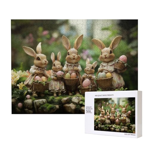 Puzzle 500 Teile Tiere, Easter Egg Bunny Style Puzzles, Puzzle-Bunt Kunstwerke, Einzigartige-Wooden-Puzzles, Herausforderndes-Puzzel von MocArt