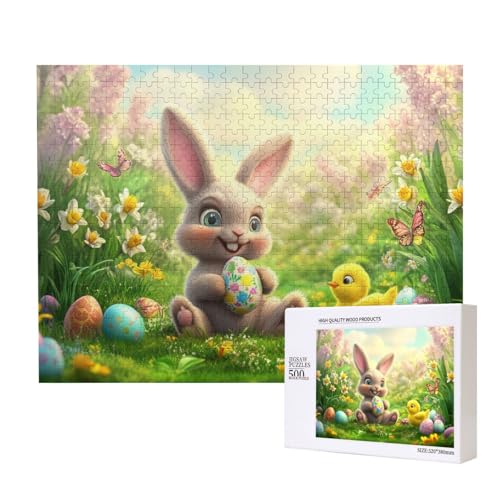 Puzzle 500 Teile Tiere, Fantasie-Kunst-Puzzle, Niedlicher Hase Hält Osterei-Puzzles, Für Erwachsene Und Kinder Ab 14 Jahren von MocArt