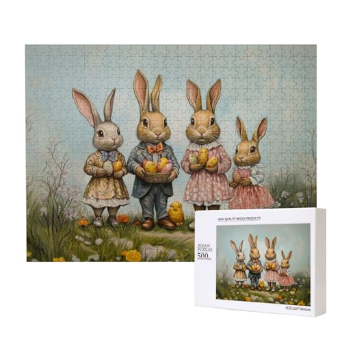 Puzzle 500 Teile Tiere, Kreatives Buntes Holzpuzzle, Kunst-Puzzle Zum Ausstellen Mit Ostermotiven Im Märchenstil, DIY Moderne Wandkunst von MocArt