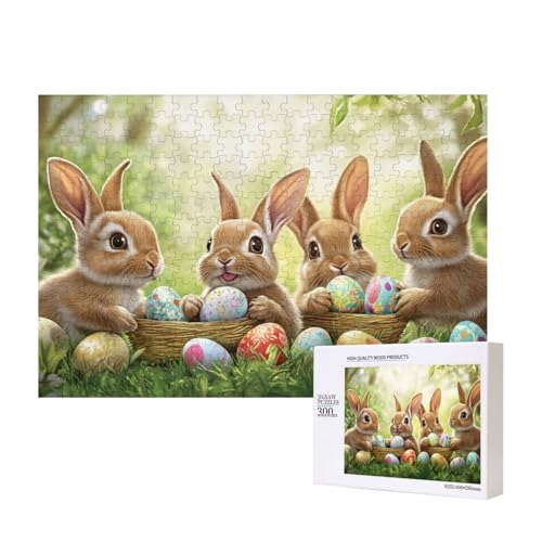 Puzzle Kaninchenfamilie 300 Teile, Bildende Kunst, Holzpuzzle Osterei Hase, Geschenke Für Puzzle Liebhaber von MocArt