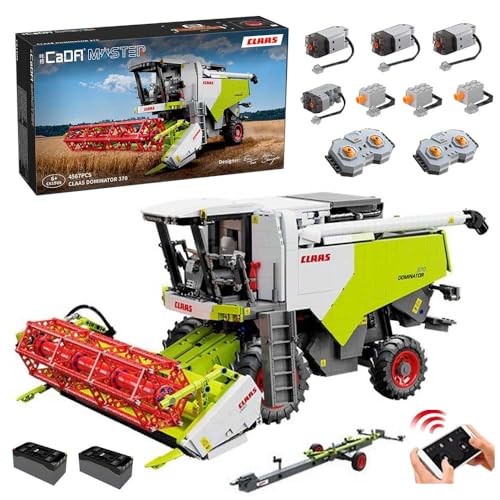 MocSpaß C61508W Technik Mähdrescher für CLAAS Dominator 370 Traktor, 4560+ Teile Technik 1:17 Groß Harvester mit M0T0R, Technik Traktor Bausatz MOC KIemmbausteine Set für Kinder Erwachsene von MocSpaß