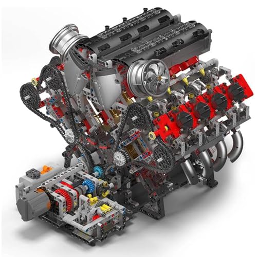 MocSpaß Technik V8 M0T0R, Technik Achtzylindermotor, 2710 Klemmbausteine V8 Zylindermotor MOC Bausatz für Kinder Erwachsene von MocSpaß