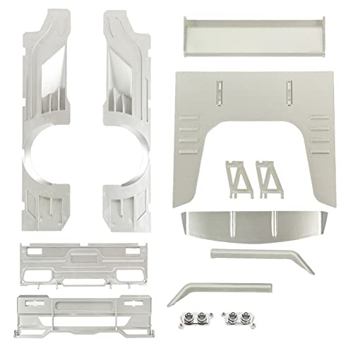 RC Car Surrounded Kits Kompatibel für WPL D12 Ferngesteuerter LKW Full Scale Rear Drive Straight Bridge Drift Large Surround Tail Set Modell Spielzeug Zubehör B Silber von Mochalight