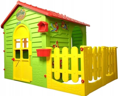 Mochtoys Spielhaus für Kinder - Kinderhaus mit Kleinem Garten, Outdoor Gartenhaus für die Jüngsten mit Terrasse und zu öffnenden Fenstern, Wetterfest, REGT Fantasie und Kreativität an von Mochtoys