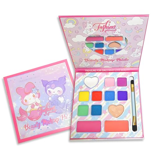 MockTota schminkset mädchen, ungiftig und abwaschbar Kinder Make up Set mädchen, Halloween schminke kinderschminken Set, DIY Prinzessin Kids Makeup Set for Girls, Kinder Schminkpalette (12 Farbe) von MockTota