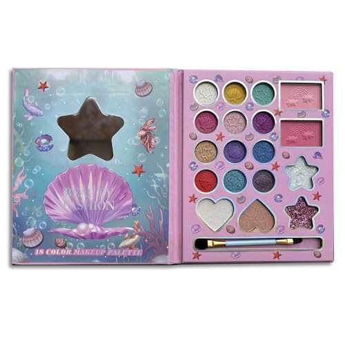 MockTota Schminkset Mädchen, Ungiftig und Abwaschbar Kinder Make-Up Set Mädchen, Karneval Schminke Kinderschminken Set, DIY Prinzessin Kids Makeup Set for Girls, Kinder Schminkpalette (18 Farbe) von MockTota