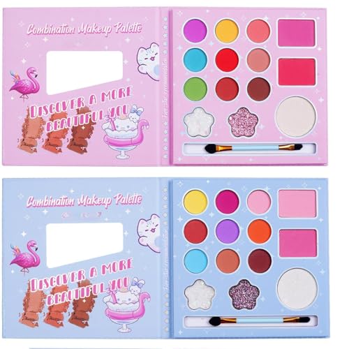 MockTota schminkset mädchen, ungiftig und abwaschbar kinder make up set mädchen, halloween schminke kinderschminken set, DIY Prinzessin kids makeup set for girls, Kinder Schminkpalette (Farbe 14) von MockTota