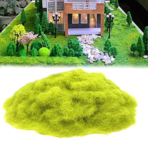 250g 5mm Modellbau Gras, Gras Modellbau Zubehör Landschaft Modelleisenbahn Kunstmoos zum Dekorieren Streugras Wiese Statische Gras Herde Wald Landschaft Gelände Eisenbahn Gartenbahn Gelbgrün von Mocoli