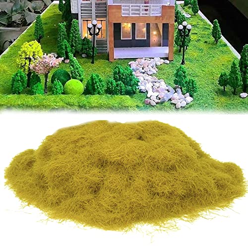 250g 5mm Modellbau Gras, Gras Modellbau Zubehör Landschaft Modelleisenbahn Kunstmoos zum Dekorieren Streugras Wiese Statische Gras Herde Wald Landschaft Gelände Eisenbahn Gartenbahn Strohgelb von Mocoli