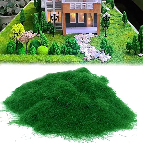 Modellbau Gras, 250g 5mm Modellbau Zubehör Modellbau Landschaft Modelleisenbahn Kunstmoos zum Dekorieren Streugras Wiese Statische Gras Herde Wald Landschaft Gelände Eisenbahn Gartenbahn Mittelgrün von Mocoli