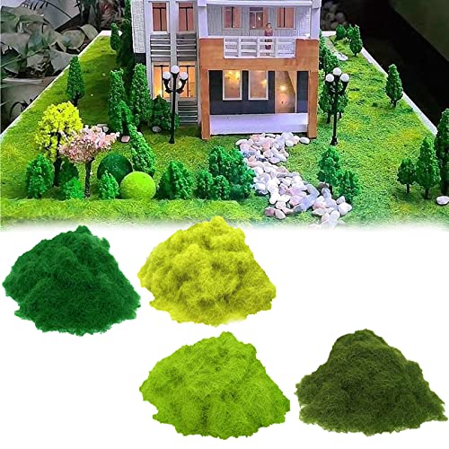 Modellbau Gras, 4 Flaschen 240g 5mm Modellbau Zubehör Modellbau Landschaft Modelleisenbahn Kunstmoos zum Dekorieren Streugras Wiese Statische Gras Herde Wald Landschaft Gelände Eisenbahn Gartenbahn von Mocoli