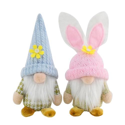 Mocoocouture 2pcs Spring Easters Bunnies Figuren Handgefertigt Schwedische Tomtes Puppen Für Home Decors and Festives Party Display von Mocoocouture