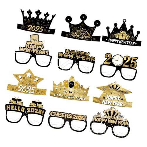 Mocoocouture Neujahrspapierhut Und Brille Party Set 2025 Feier Accessoire Elegante Foto Requisiten Für Partys Und Versammlungen von Mocoocouture