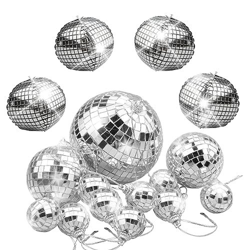 Mocrop 16 Stück Disco Kugel Discokugeln Verschiedene Größen Disco Kugel Dekov Disco Ball Deko Discokugel mit Farbig 4D Disco Luftballon für Party, Home, Lichteffekt, Hochzeit von Mocrop