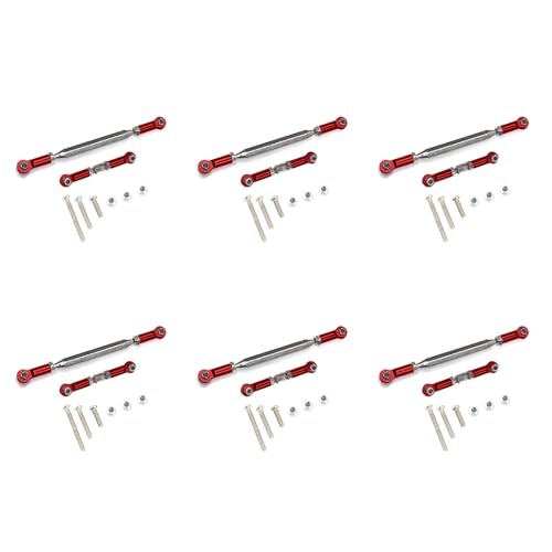 Mocturnity 6X Metall Verstellbares Lenk Gestänge Servo Link Zug Stange Spann Schloss für Mn D90 D99 Mn-90-45 1/12 Rc Auto Crawler, Rot von Mocturnity