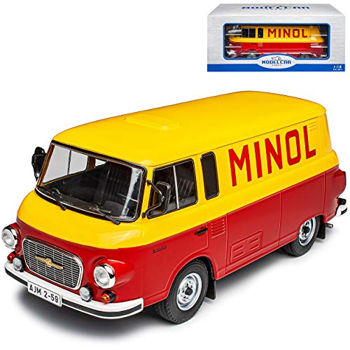 Model Car Group Barkas B1000 Transporter Kasten Minol DDR Gelb Rot 1961-1990 1/18 Modell Auto mit individiuellem Wunschkennzeichen von Model Car Group