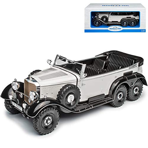 Model Car Group Defekte Verpackung Mercedes-Benz G4 W31 Cabriolet Grau 1934-1939 1/18 Modell Auto mit individiuellem Wunschkennzeichen von Model Car Group