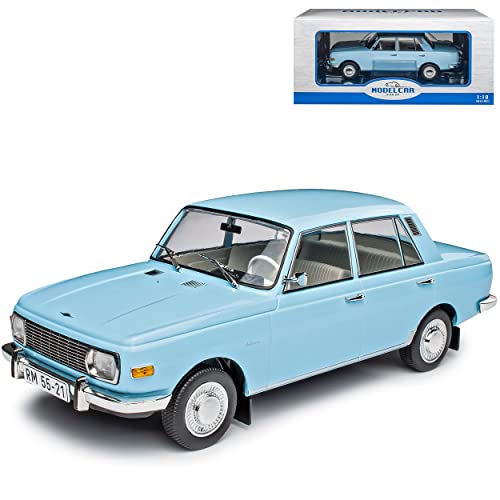 Model Car Group Wartburg 353 Limousine Hell Blau 1967 Modell 1966-1989 1/18 Modell Auto von Model Car Group