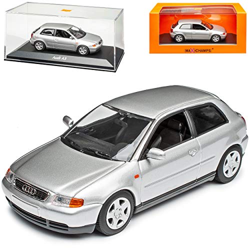 A*U*D*I A3 8L 3 Türer Silber Metallic 1. Generation 1996-2003 1/43 Minichamps Maxichamps Modell Auto von Model Car