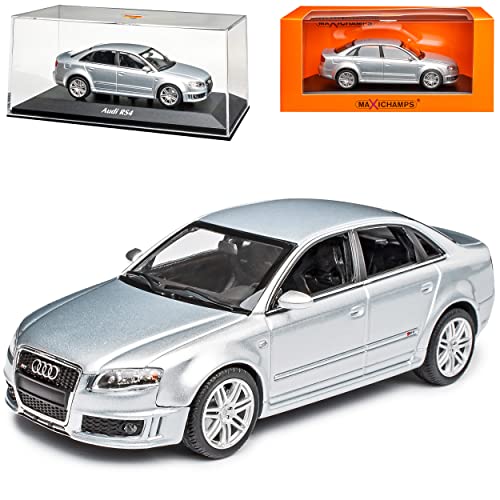 A*U*D*I A4 B7 RS4 Limousine Silber 2004-2008 1/43 Minichamps Maxichamps Modell Auto von Model Car