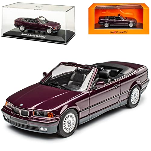 B-M-W 3er E36 Cabrio Violett Purple Metallic 1990-2000 1/43 Minichamps Maxichamps Modell Auto mit individiuellem Wunschkennzeichen von Model Car