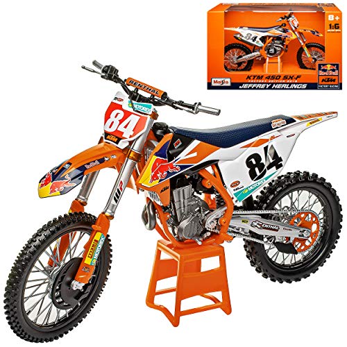 K-T-M 450 SX-F Nr 84 Jeffrey Herlings 2018 Motocross 1/6 Modell Motorrad mit individiuellem Wunschkennzeichen von Model Car