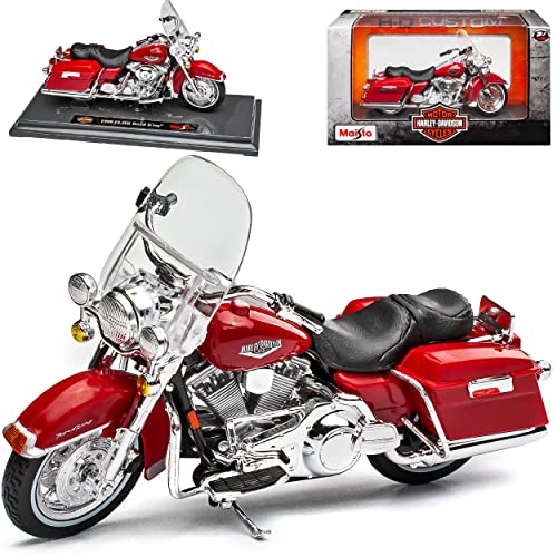 Model Car Harley Davidson 1999 FLHR Road King Rot 1/18 Modell Motorrad mit individiuellem Wunschkennzeichen von Model Car