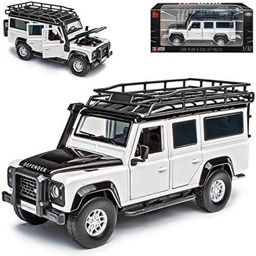 Model Car Land R*O*V*E*R Defender 110 Weiss mit Dach in Schwarz mit Licht und Sound 1/32 Tayumo Modell Auto mit oder ohne individiuellem Wunschkennzeichen von Model Car