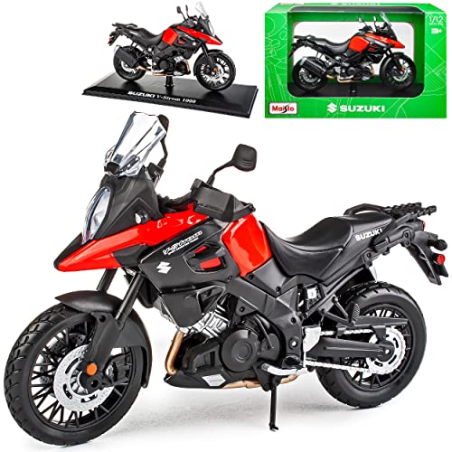 Suzuki V-Strom 1000 Rot 2014-2019 mit Sockel 1/12 Motorrad von Model Car