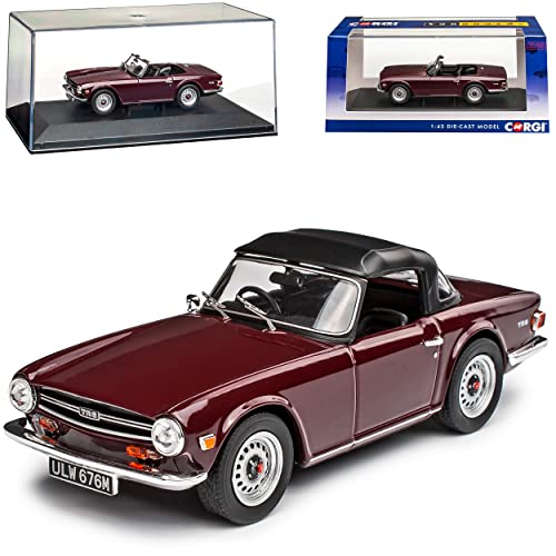 Triumph TR6 Cabrio Dunkel Damson Rot 1968-1976 1/43 Corgi Vanguards Modell Auto mit individiuellem Wunschkennzeichen von Model Car