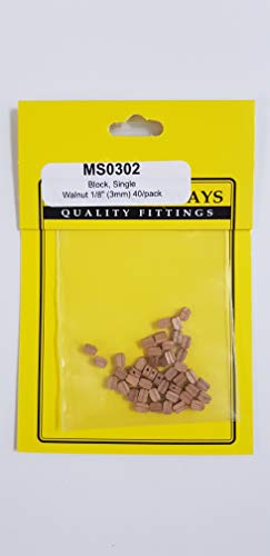 Model Expo MS 0302 Block, Single, Walnut 1/8" (3mm) 40/Pack von Model Expo