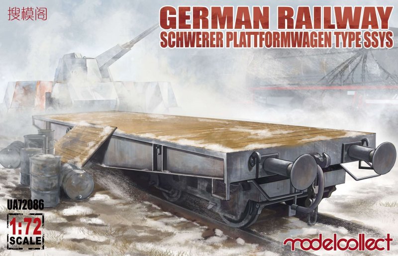 German Railway Schwerer Plattformwagen Type ssys 1+1 pack von Modelcollect