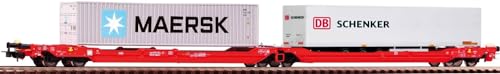 Piko 24619 H0-Taschenwagen T3000e mit Zwei Containern, DBAG, Ep.VI von Modellbahnshop Korn