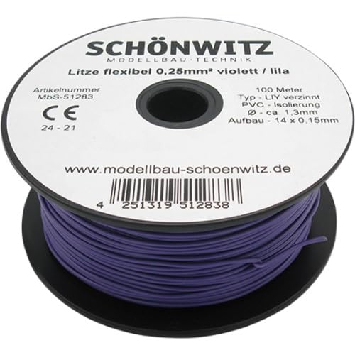 51283 Miniaturkabel Litze flexibel LIY 0,25mm², 100 Meter (violett, lila) von Modellbau Schönwitz