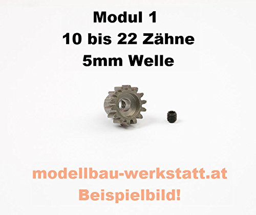 Modellbau-Werkstatt Motorritzel Stahl 1:8 21 Zähne Modul 1 Bohrung 5,0mm Welle Robitronic Ritzel M1 21Z von Modellbau-Werkstatt