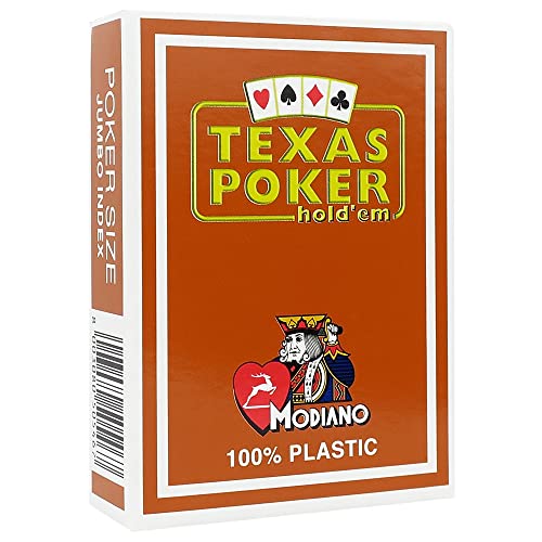 Modiano - Brown Texas Poker 100% Kunststoff Spielkarten, 2 Ecken, Jumbo-Index von Modiano